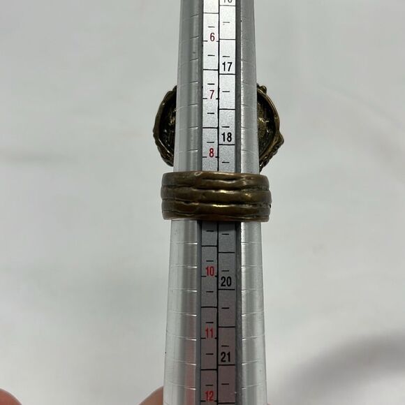 Chunky Blue & Bronze Toned Costume Ring - Picture 8 of 9